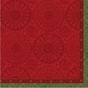 Dunilin Festive Charme Red Christmas 40cm napkin/ serviette.  Dinner size napkin The ultimate linen look and feel.  Folds like a dream Embossed.  Soft.  Thick Dunilin napkins are compostable and FSC certified