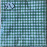 IHR 3ply 33cm Vichy green luncheon Napkin. Gingham design Triple-ply material offers convenience and durability. 20 Luncheon Napkins per Package 16.5 x 16.5 cm when closed, 33 x 33cm when open