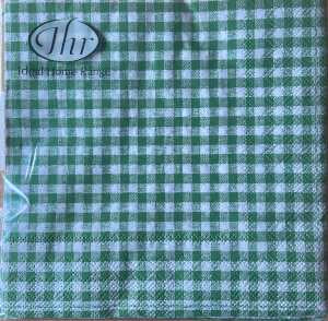 IHR 3ply 33cm Vichy green luncheon Napkin. Gingham design Triple-ply material offers convenience and durability. 20 Luncheon Napkins per Package 16.5 x 16.5 cm when closed, 33 x 33cm when open