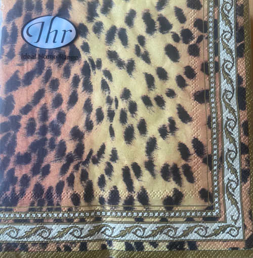 IHR 3ply 33cm Wild Thing Cream luncheon Napkin. Leopard print designTriple-ply material offers convenience and durability. 20 Luncheon Napkins per Package 16.5 x 16.5 cm when closed, 33 x 33cm when open