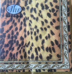 IHR 3ply 33cm Wild Thing Cream luncheon Napkin. Leopard print designTriple-ply material offers convenience and durability. 20 Luncheon Napkins per Package 16.5 x 16.5 cm when closed, 33 x 33cm when open