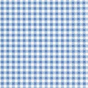 P+D 3ply 33cm Vichy Blue luncheon Napkin - blue gingham design