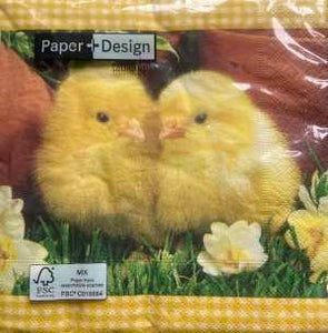 P+D 3ply 33cm So Soft luncheon Napkin - Easter chick design