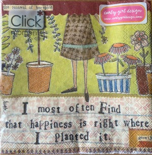 Curly Girl Designs 3ply 25cm Happiness Napkin - Click Moments by IHR Triple-ply material offers convenience and durability. Biodegradable, environmetally friendly, bleached without chlorine, paper from responsible sources, water-based colours 20 Cocktail Napkins per Package 12.7 x 12.7 cm when closed, 25 x 25 cm when open