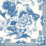 Caspari 3ply 25cm Blue and White Napkin. In this Design: Inspired by the traditional motifs of blue & white porcelain designs, this style features phoenix birds and scrolling floral patterns.