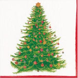 Caspari 3ply 40cm Glittering Tree Napkin. Artist or Collection: Catherine Weisz In this Design: A holiday classic, this ornamented Christmas tree is painted by Catherine Weisz.