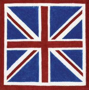 Caspari 3ply 25cm Union Jack Napkin. Triple-ply material offers convenience and durability. Printed in Germany using non-toxic, water-based inks. 20 Cocktail Napkins per Package 12.7 x 12.7 cm when closed, 25 x 25 cm when open