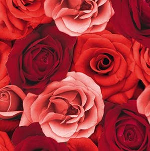 Duni 3ply 33cm Romance Napkin. Romance; rose design 3ply 33cm tissue (luncheon size) napkin/ serviette, designed by Duni.