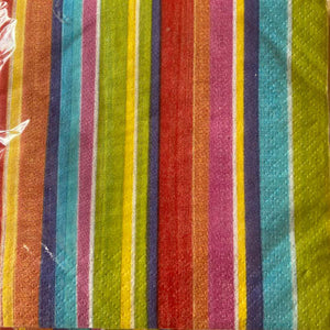 Amscan 3ply 25cm Del Sol Impressions Napkin - multi coloured striped design 16 Cocktail Napkins per Package 12.5 x 12.5 cm when closed, 25 x 25cm when open