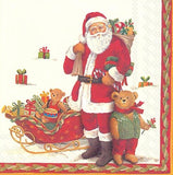 Ideal Home Range 3ply 33cm Santa and Teddy Napkin. Triple-ply material offers convenience and durability. 20 Luncheon Napkins per Package 16.5 x 16.5 cm when closed, 33 x 33cm when open