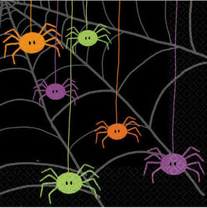 High quality 2ply 25cm Spider Frenzy paper cocktail napkins by Amscan  25cm x 25cm Available in packs of 30 napkins