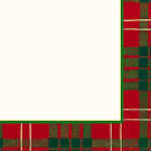 Caspari 3ply 25cm Tartan Napkins, boxed. Triple-ply material offers convenience and durability. Printed in Germany using non-toxic, water-based inks. 40 Cocktail Napkins per Box 12.7 x 12.7 cm when closed, 25 x 25 cm when open