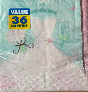 Amscan 2ply 33cm Something Blue Napkin.  Wedding Design 36 Luncheon Napkins per Package 16.5 x 16.5 cm when closed, 33 x 33cm when open