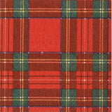 Caspari 3ply 25cm Royal Plaid Napkin. In this Designed by traditional Scottish tartan, this classic plaid pattern consists of bold red and green stripes with hints of yellow and navy.