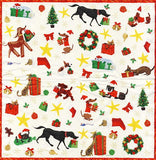 Caspari 3ply 25cm Santa's Helpers Napkin. Triple-ply material offers convenience and durability. Printed in Germany using non-toxic, water-based inks. 20 Cocktail Napkins per Package 12.7 x 12.7 cm when closed, 25 x 25 cm when open