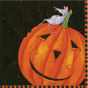 Caspari 3ply 25cm Halloween Harry Napkin. Triple-ply material offers convenience and durability. Printed in Germany using non-toxic, water-based inks. 20 Cocktail Napkins per Package 12.7 x 12.7 cm when closed, 25 x 25 cm when open
