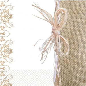 Amscan 2ply 33cm Rustic Wedding Napkin.  Wedding Design 16 Luncheon Napkins per Package 16.5 x 16.5 cm when closed, 33 x 33cm when open