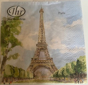 IHR 3ply 33cm Paris luncheon Napkin - ideal as a gift for a traveller. Paris Landmarks on napkin include, The Eiffel Tower and Notre Dame by Ideal Home Range