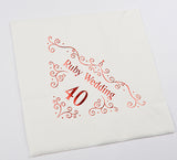 Ruby 40th Anniversary 3ply 40cm foil printed paper napkins