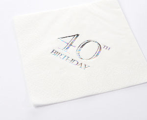 High quality 3ply 33cm foil printed luncheon napkins  40th Birthday Napkins napkins  33cm x 33cm Available in packs of 15 napkins