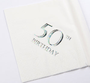 High quality 3ply 33cm foil printed luncheon napkins  50th Birthday Napkins napkins  33cm x 33cm Available in packs of 15 napkins