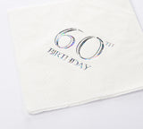 High quality 3ply 33cm foil printed luncheon napkins  60th Birthday Napkins napkins  33cm x 33cm Available in packs of 15 napkins