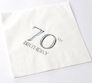 High quality 3ply 33cm foil printed luncheon napkins  70th Birthday Napkins napkins  33cm x 33cm Available in packs of 15 napkins