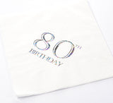 High quality 3ply 33cm foil printed luncheon napkins  80th Birthday Napkins napkins  33cm x 33cm Available in packs of 15 napkins