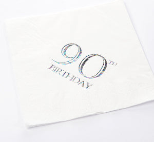 High quality 3ply 33cm foil printed luncheon napkins  90th Birthday Napkins napkins  33cm x 33cm Available in packs of 15 napkins