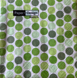 P+D 3ply 25cm Mosaic Green cocktail Napkin. 20 Cocktail napkins per package 12.7 x 12cm when open, 25 x 25cm when closed Biodegradable/ environmentally friendly/ bleached without chlorine/ water-based colours Made in Germany