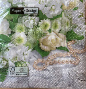 P+D 3ply 25cm Wedding Day cocktail Napkin. 20 Cocktail napkins per package 12.7 x 12cm when open, 25 x 25cm when closed Biodegradable/ environmentally friendly/ bleached without chlorine/ water-based colours Made in Germany