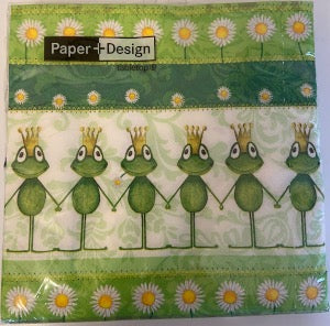 P+D 3ply 33cm Royal Family luncheon Napkin - frog design